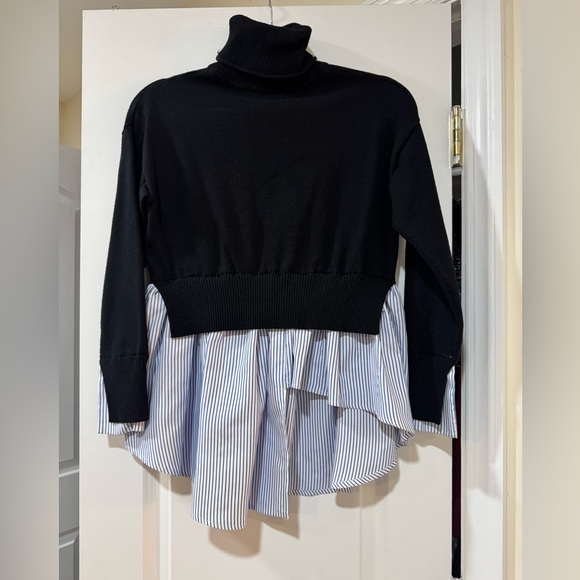 Avantlook Striped Splicing Turtleneck Layered Sweater - Picture 5 of 7